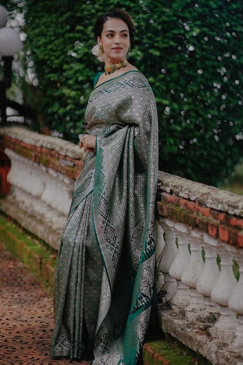 Load image into Gallery viewer, Fragrant Green Soft Silk Saree With Profuse Blouse Piece
