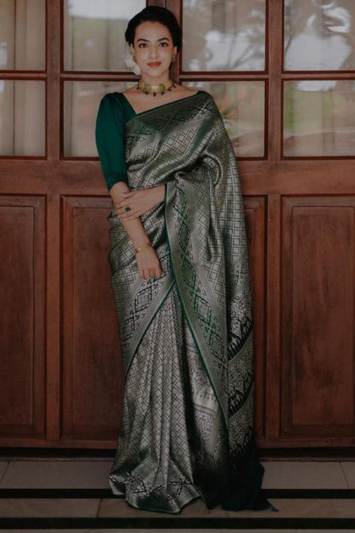 Load image into Gallery viewer, Fragrant Green Soft Silk Saree With Profuse Blouse Piece
