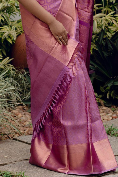 Load image into Gallery viewer, Susurrous Pink Soft Silk Saree With Panoply Blouse Piece
