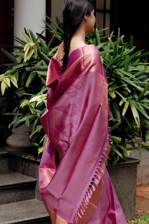 Load image into Gallery viewer, Susurrous Pink Soft Silk Saree With Panoply Blouse Piece
