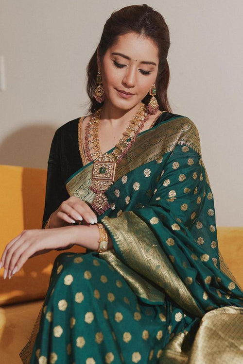 Load image into Gallery viewer, Attractive Dark Green Soft Silk Saree With Precious Blouse Piece
