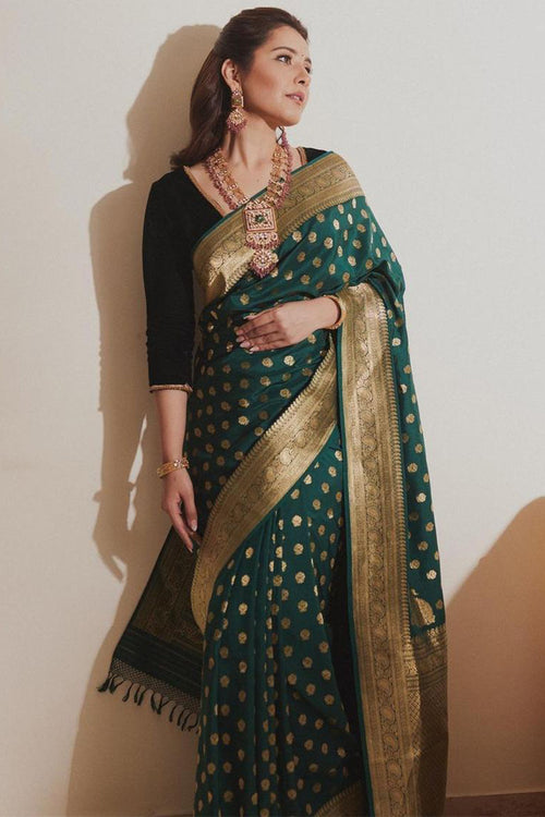 Load image into Gallery viewer, Attractive Dark Green Soft Silk Saree With Precious Blouse Piece
