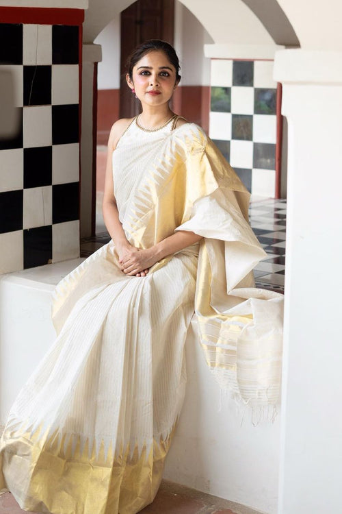 Load image into Gallery viewer, Wonderful Off White Soft Silk Saree With Amazing Blouse Piece
