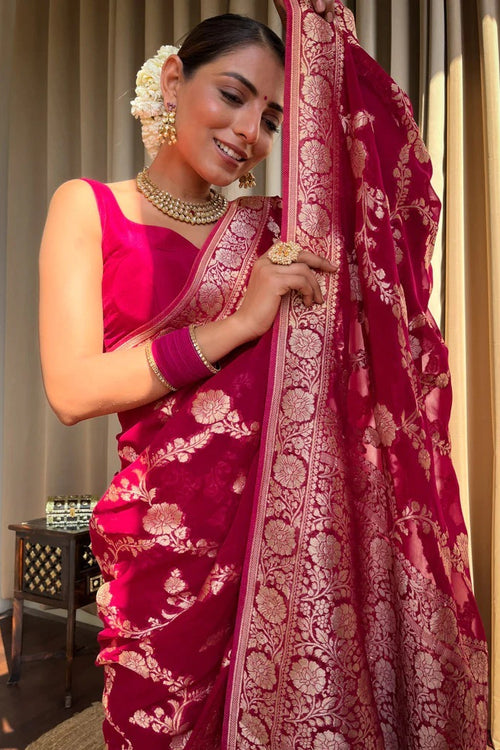 Load image into Gallery viewer, Flaunt Dark Pink Soft Silk Saree With Extraordinary Blouse Piece
