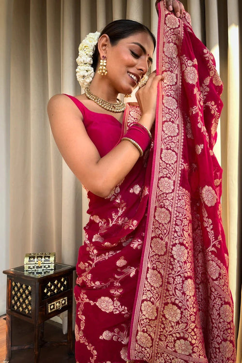 Load image into Gallery viewer, Flaunt Dark Pink Soft Silk Saree With Extraordinary Blouse Piece
