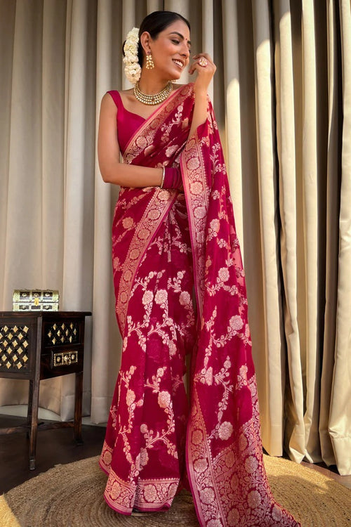 Load image into Gallery viewer, Flaunt Dark Pink Soft Silk Saree With Extraordinary Blouse Piece
