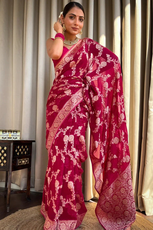 Load image into Gallery viewer, Flaunt Dark Pink Soft Silk Saree With Extraordinary Blouse Piece
