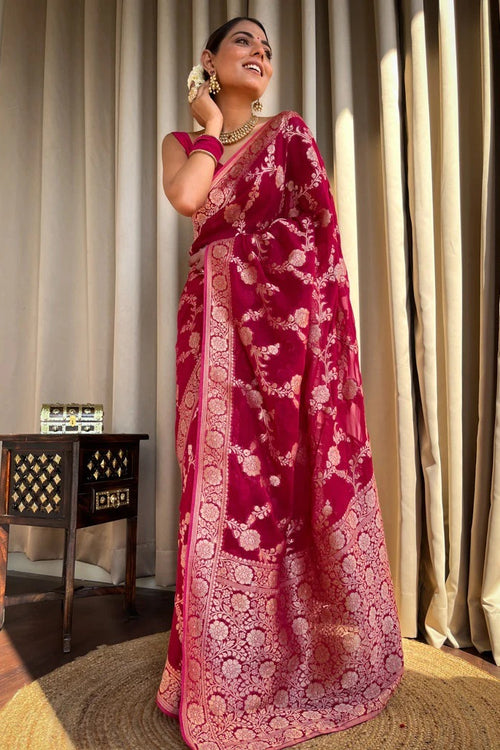 Load image into Gallery viewer, Flaunt Dark Pink Soft Silk Saree With Extraordinary Blouse Piece
