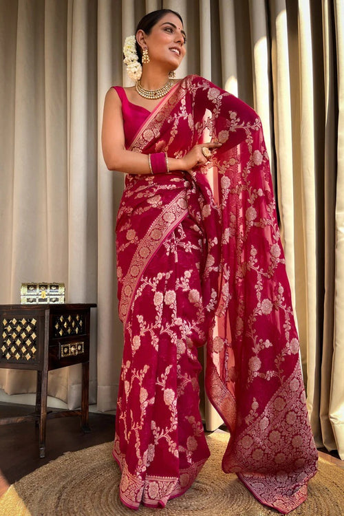 Load image into Gallery viewer, Flaunt Dark Pink Soft Silk Saree With Extraordinary Blouse Piece
