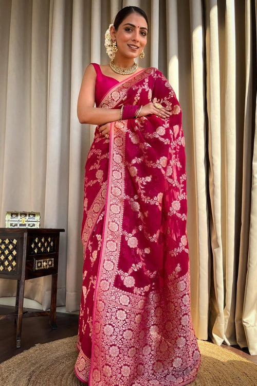 Load image into Gallery viewer, Flaunt Dark Pink Soft Silk Saree With Extraordinary Blouse Piece
