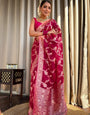 Flaunt Dark Pink Soft Silk Saree With Extraordinary Blouse Piece