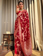 Desiring Red Soft Silk Saree With Exceptional Blouse Piece