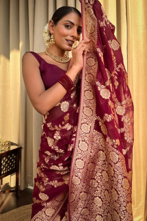 Load image into Gallery viewer, Inspiring Wine Soft Silk Saree With Beauteous Blouse Piece
