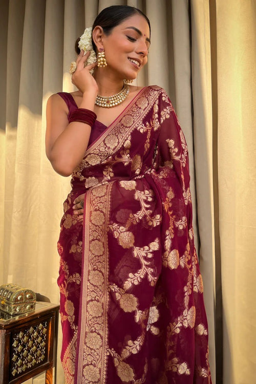 Load image into Gallery viewer, Inspiring Wine Soft Silk Saree With Beauteous Blouse Piece
