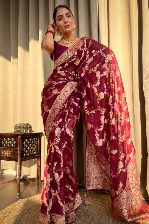 Load image into Gallery viewer, Inspiring Wine Soft Silk Saree With Beauteous Blouse Piece
