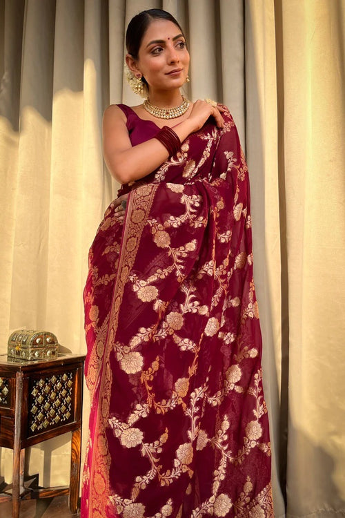 Load image into Gallery viewer, Inspiring Wine Soft Silk Saree With Beauteous Blouse Piece
