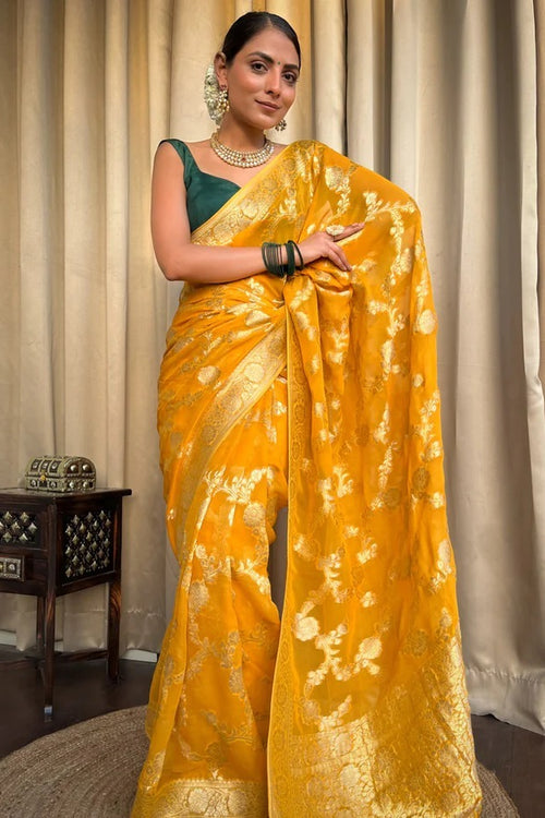 Load image into Gallery viewer, Desirable Yellow Soft Silk Saree With Super classy Blouse Piece
