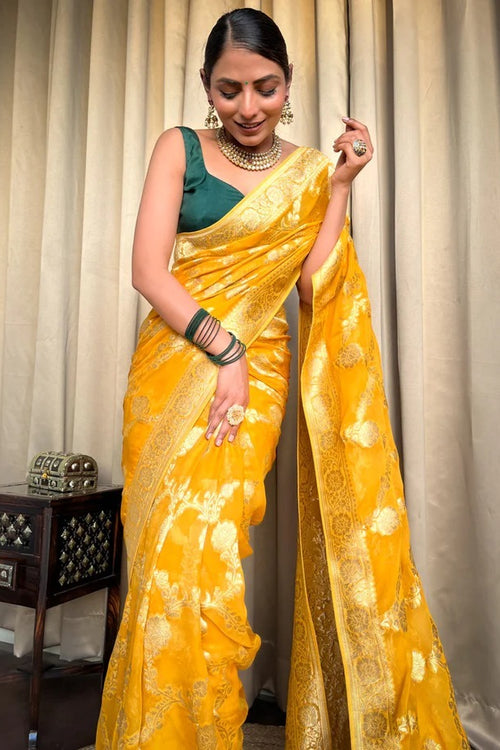 Load image into Gallery viewer, Desirable Yellow Soft Silk Saree With Super classy Blouse Piece
