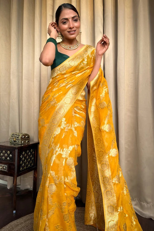 Load image into Gallery viewer, Desirable Yellow Soft Silk Saree With Super classy Blouse Piece
