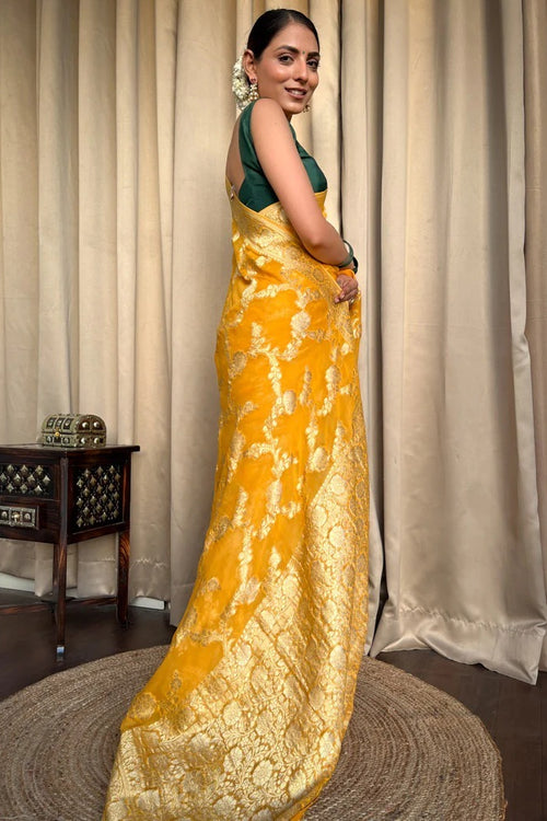 Load image into Gallery viewer, Desirable Yellow Soft Silk Saree With Super classy Blouse Piece
