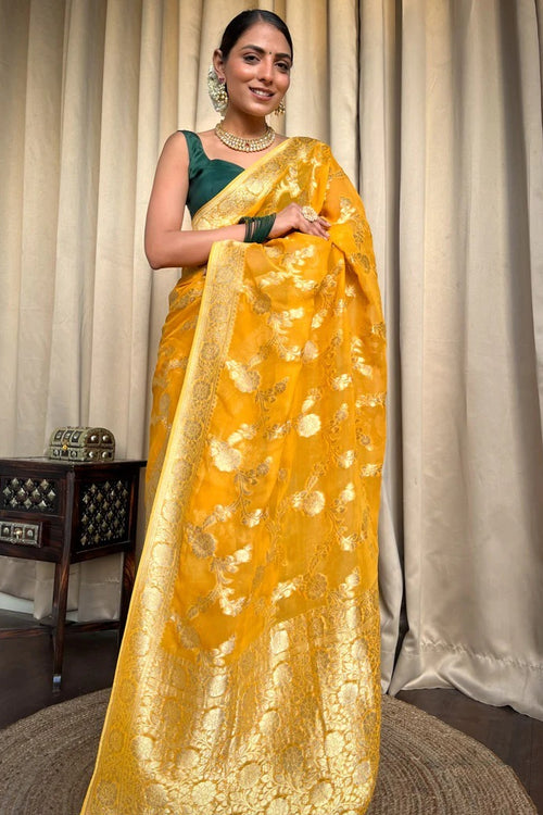 Load image into Gallery viewer, Desirable Yellow Soft Silk Saree With Super classy Blouse Piece
