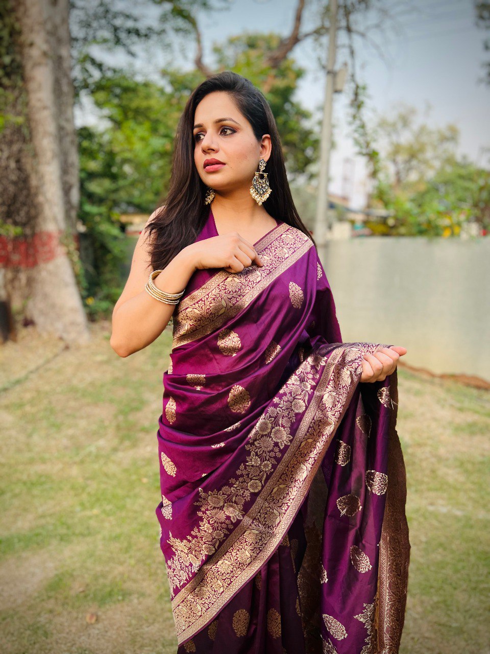 Lissome Wine Soft Silk Saree With Desultory Blouse Piece