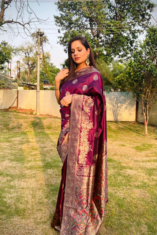 Load image into Gallery viewer, Lissome Wine Soft Silk Saree With Desultory Blouse Piece
