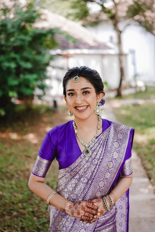 Load image into Gallery viewer, Dalliance Royal Blue Soft Silk Saree With Ephemeral Blouse Piece
