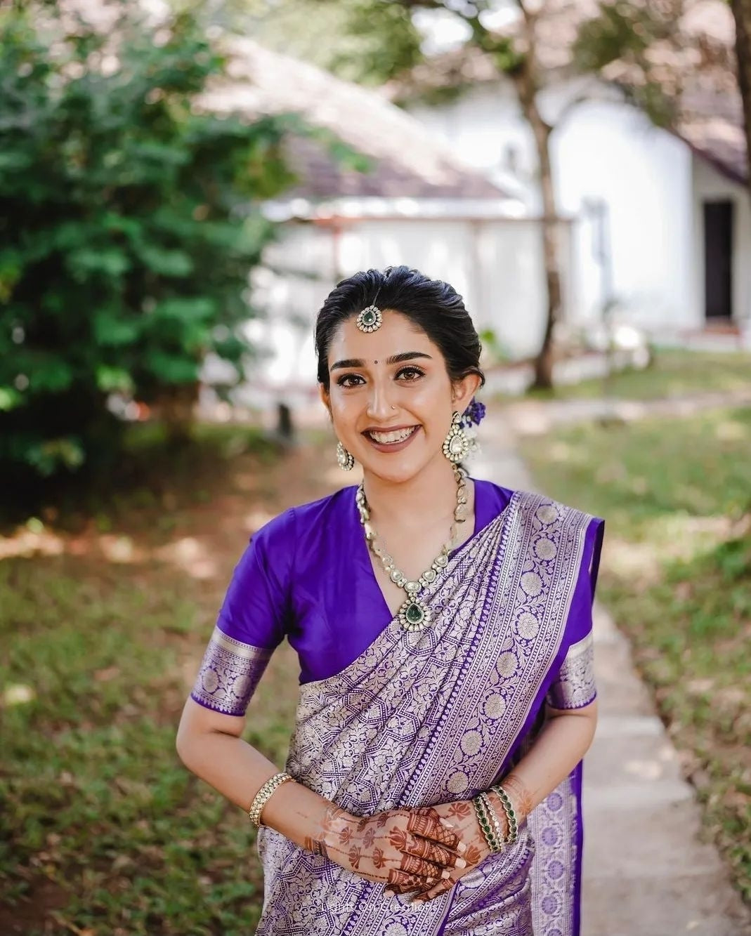 Dalliance Royal Blue Soft Silk Saree With Ephemeral Blouse Piece