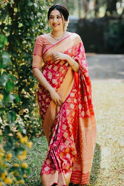 Load image into Gallery viewer, Trendy Red Soft Silk Saree With Phenomenal Blouse Piece
