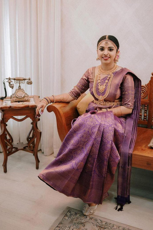 Load image into Gallery viewer, Panoply Purple Soft Silk Saree With Elaborate Blouse Piece
