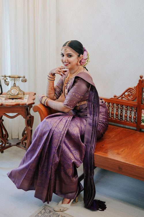 Load image into Gallery viewer, Panoply Purple Soft Silk Saree With Elaborate Blouse Piece
