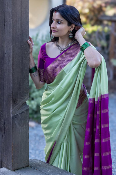 Whimsical Sea Green Soft Silk Saree With Fantabulous Blouse Piece
