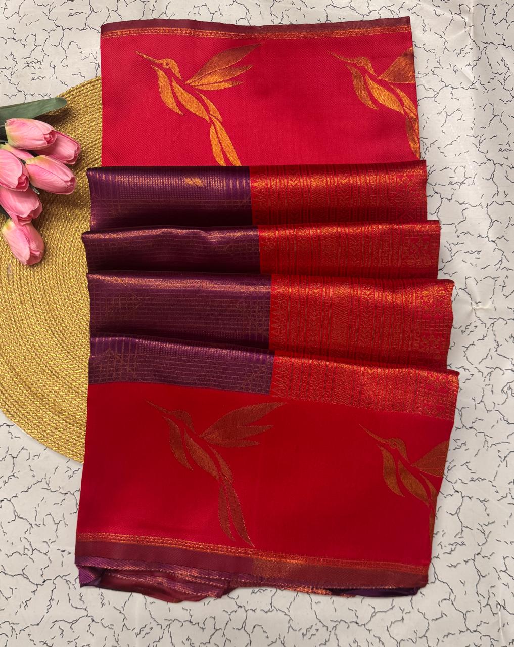 Pulsating Purple Soft Banarasi Silk Saree With Bucolic Blouse Piece