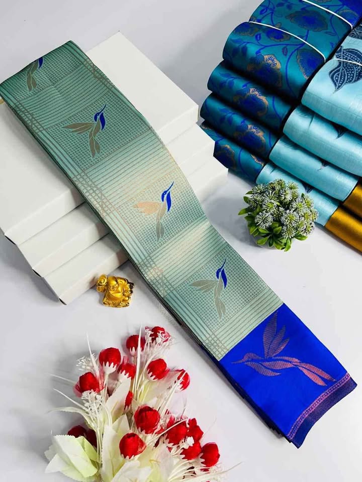 Seraglio Sky Soft Banarasi Silk Saree With Impressive Blouse Piece