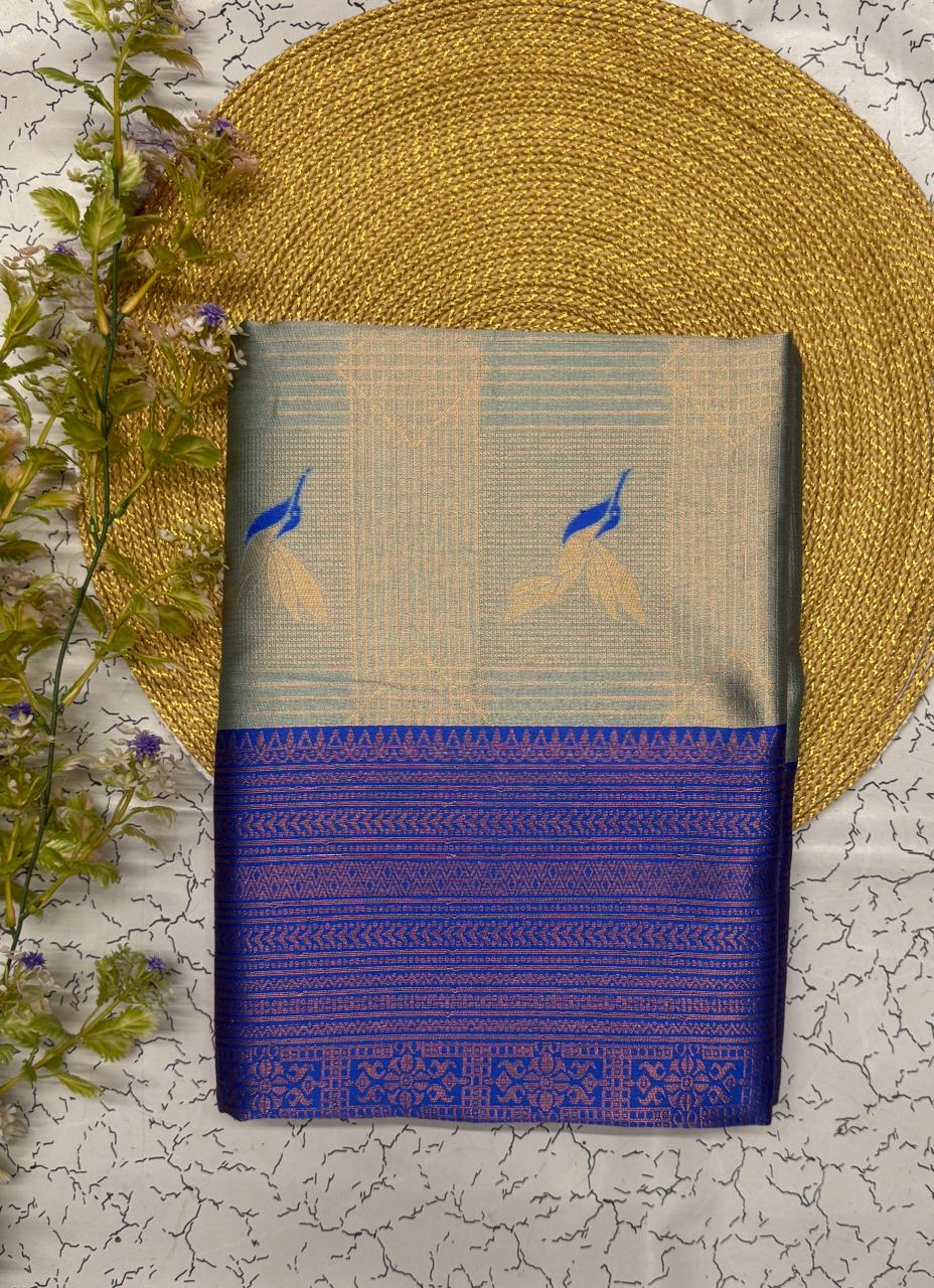 Seraglio Sky Soft Banarasi Silk Saree With Impressive Blouse Piece