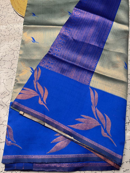 Seraglio Sky Soft Banarasi Silk Saree With Impressive Blouse Piece