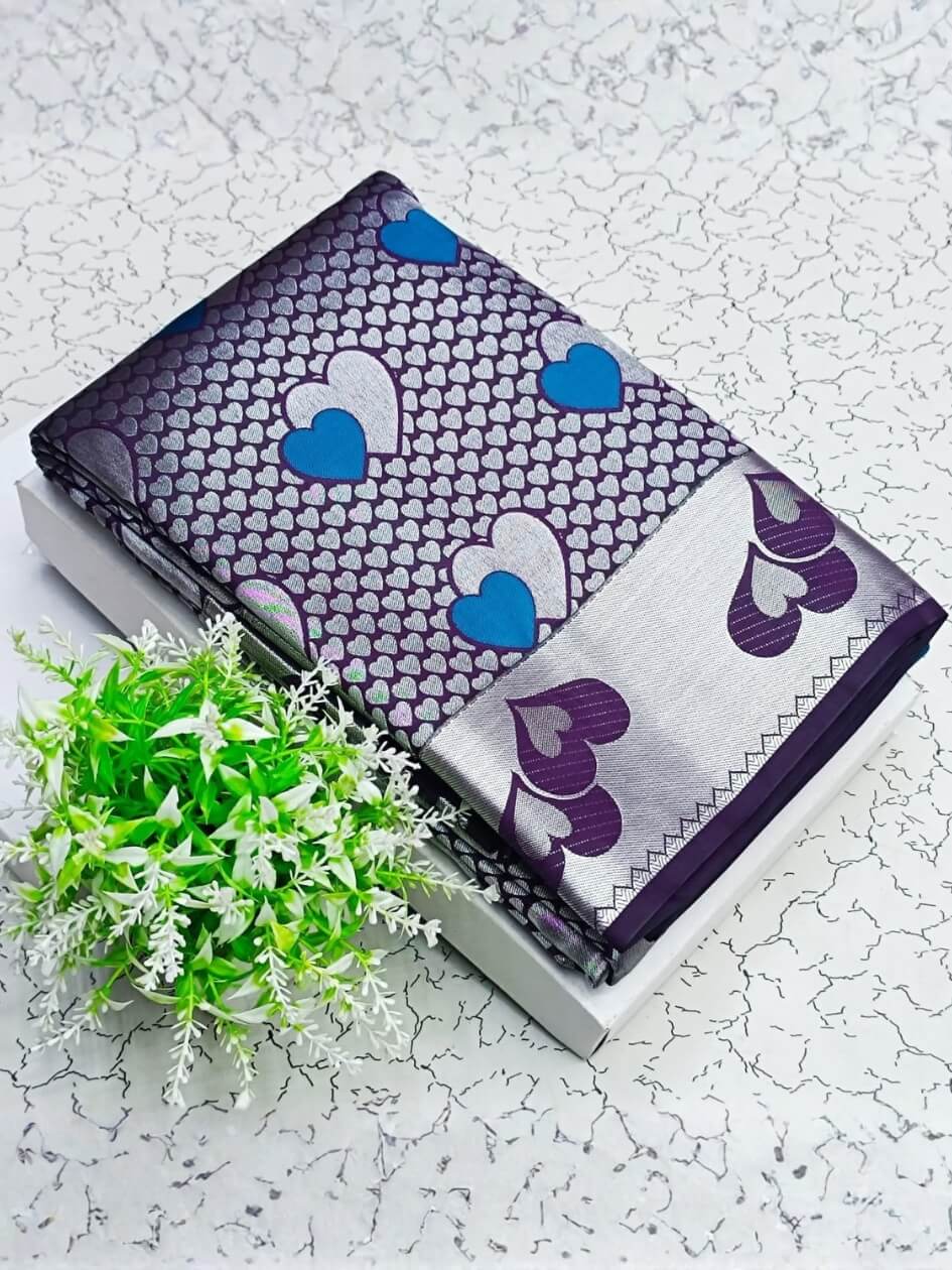 Woebegone Wine Soft Banarasi Silk Saree With Luminous Blouse Piece