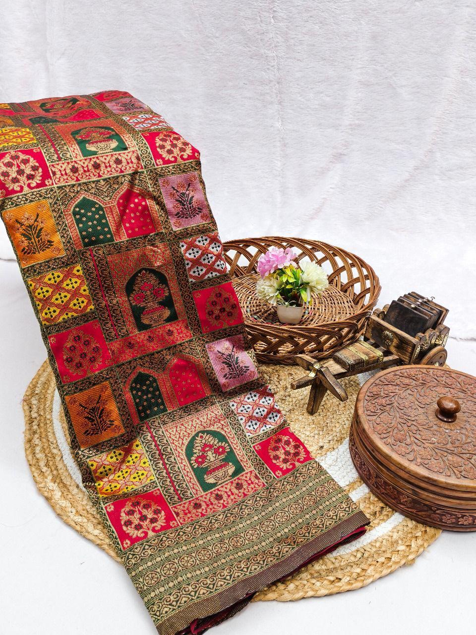 Breathtaking Red Soft Silk Saree With Intricate Blouse Piece