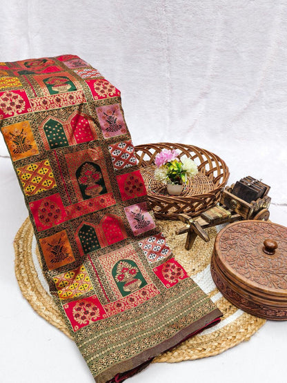 Breathtaking Red Soft Silk Saree With Intricate Blouse Piece
