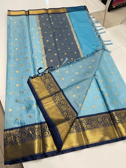Imaginative Sky Soft Silk Saree With Charming Blouse Piece