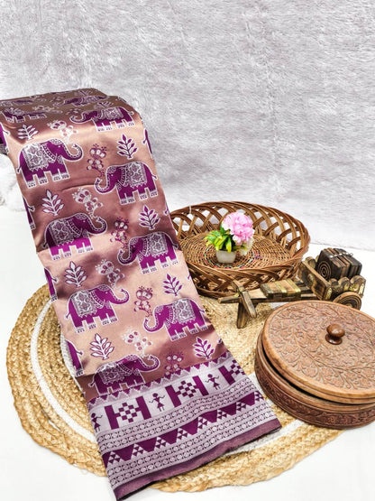 Engaging Purple Pure Zari Weaving Banarasi Silk Saree With Smart Blouse Piece