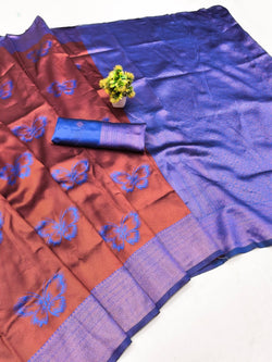 Engrossing Maroon Pure Zari Weaving Banarasi Silk Saree With Sonorous Blouse Piece
