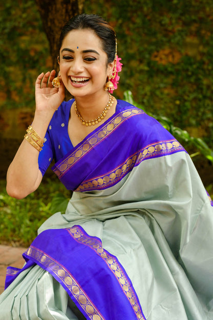 Prettiest Sea Green Soft Silk Saree With Palimpsest Blouse Piece
