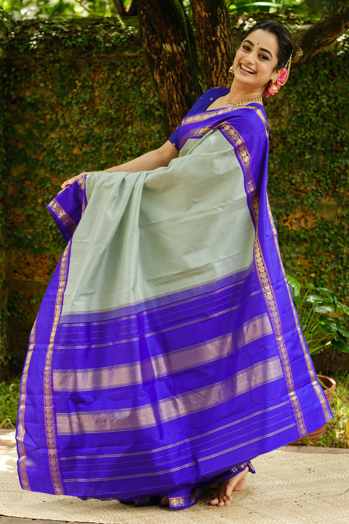 Prettiest Sea Green Soft Silk Saree With Palimpsest Blouse Piece