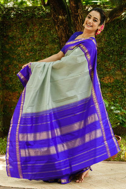 Prettiest Sea Green Soft Silk Saree With Palimpsest Blouse Piece