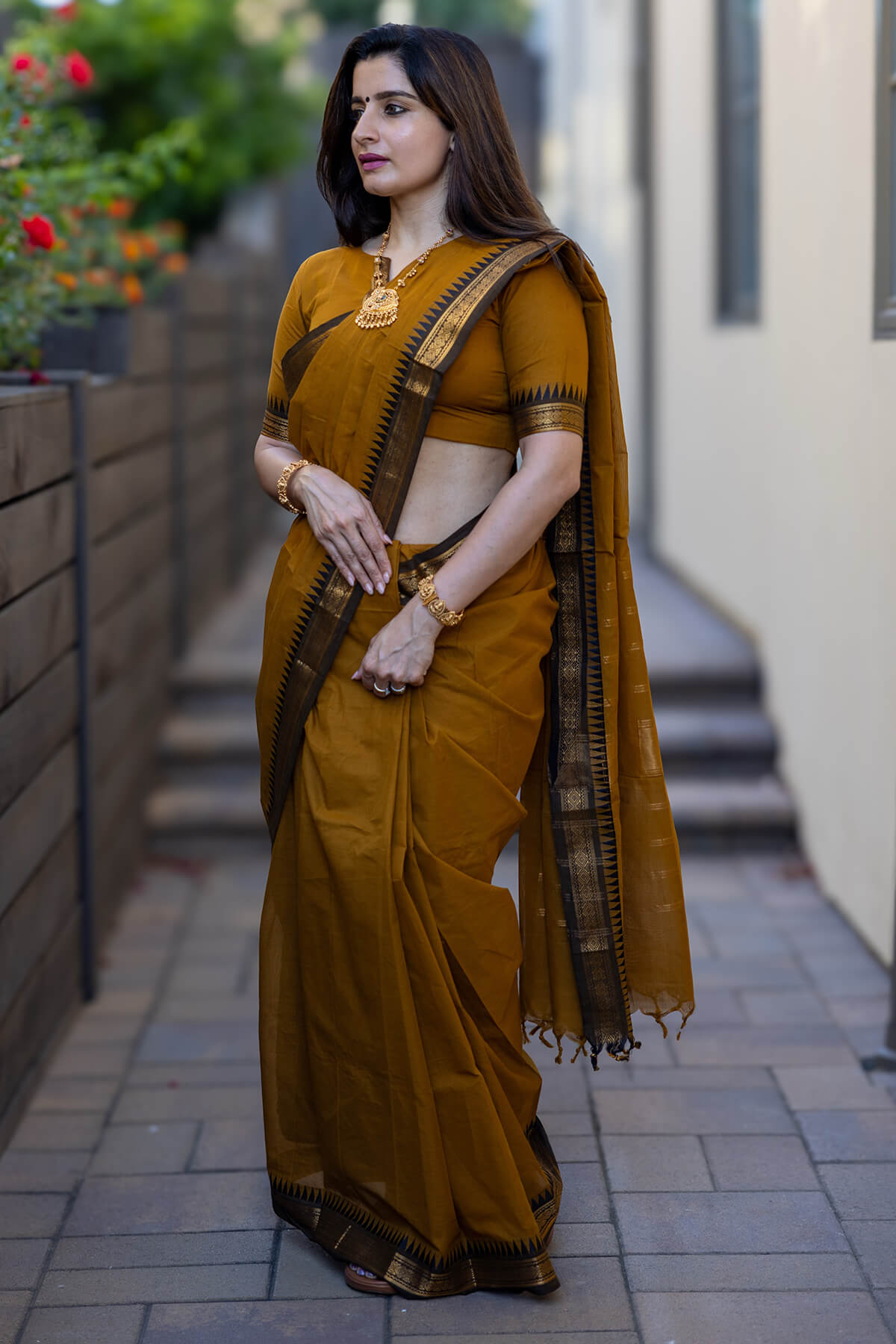 Ephemeral Mustard Cotton Silk Saree With Intricate Blouse Piece