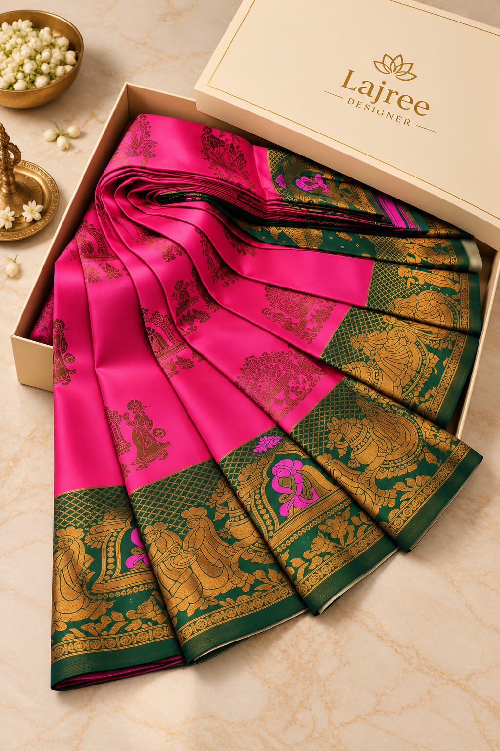 Staggering Dark Pink Pure Banarasi Silk Saree With Groovy Blouse Piece