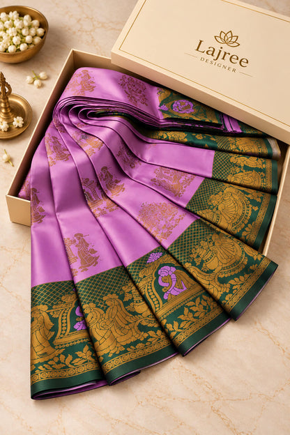 Desuetude Pink Pure Banarasi Silk Saree With Amazing Blouse Piece