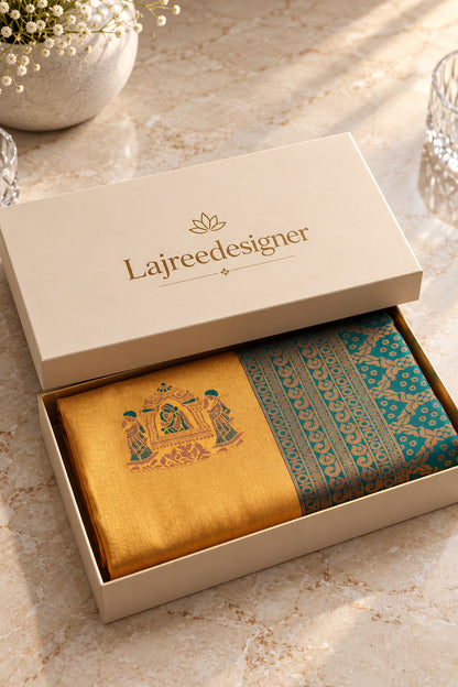 Appealing Yellow Pure Banarasi Silk Saree With Felicitous Blouse Piece